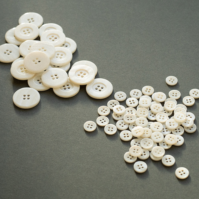 Sustainable mother-of-pearl and shell buttons