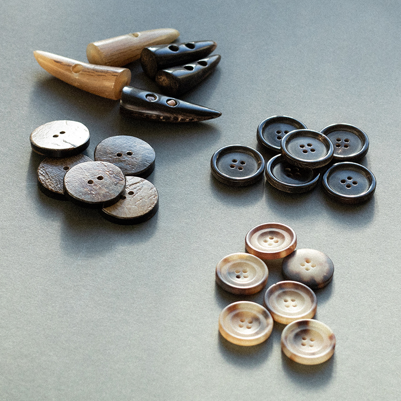 Sustainable mother-of-pearl and shell buttons